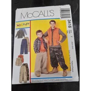 McCalls 3416 Boys Shirt Vest Cargo Pants Sewing Pattern Size Y XSm-Sml KidStuff